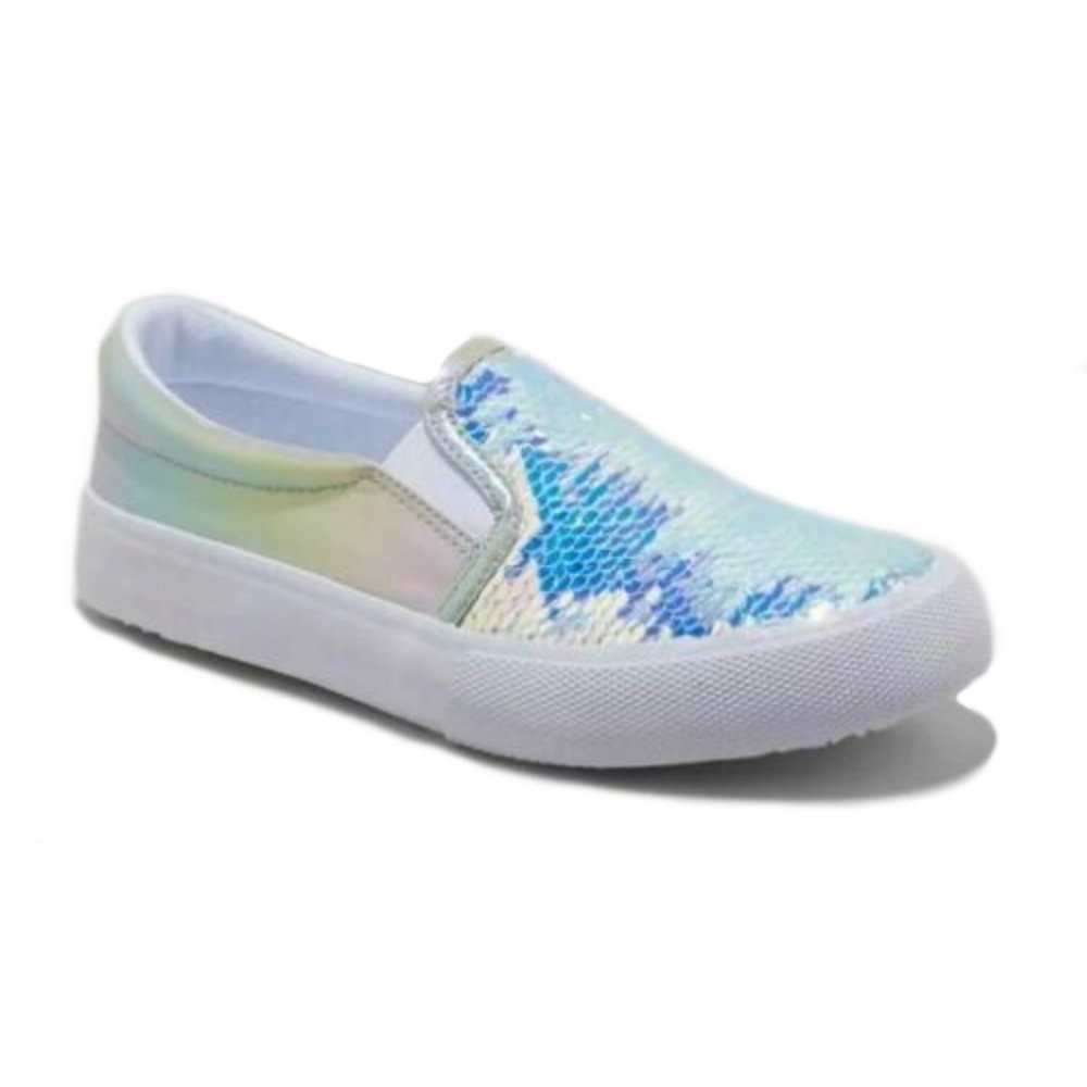 NWT Girls Flip Iridescent Sequin Slip-On Sneakers
